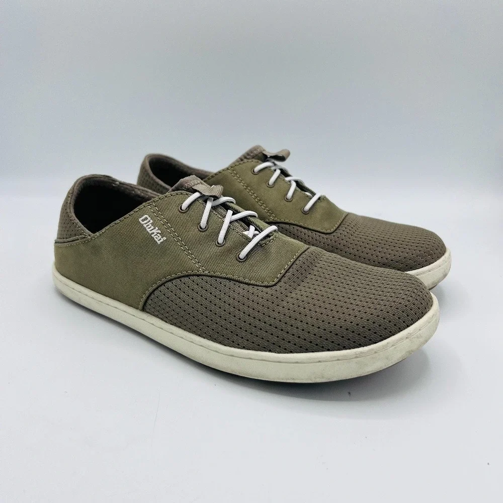 OluKai Men's Nohea Moku No Tie Boat Shoes Clay Tapa Size 40 MSRP $120